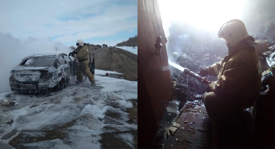 Два пожара в один день ликвидировали сотрудники 79 ПСЧ села Хабары